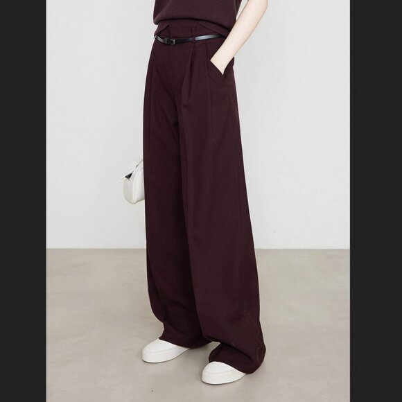 Commense Large Burgundy Red Utility High Waist Pleated Wide Leg Pants NEW NWT - Picture 2 of 2